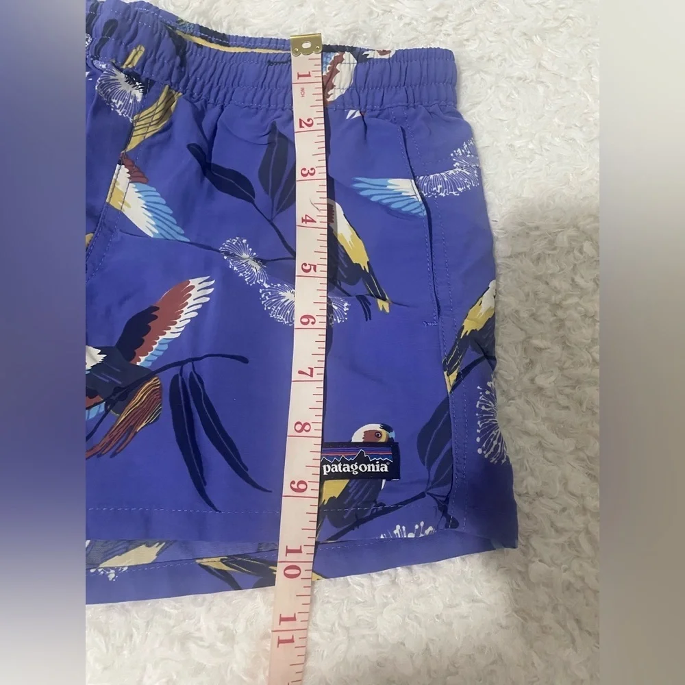 Patagonia Blue Parrot Print Shorts for kids